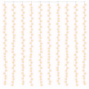 vidaXL Tenda Luci a Ghiaccioli 3x3m 300 LED Bianco Caldo 8 Funzioni