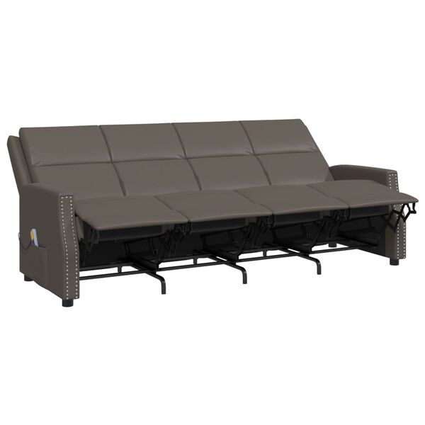 vidaXL Poltrona Massaggiante Reclinabile a 4 Posti Grigia Similpelle