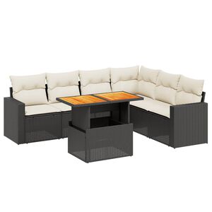 vidaXL Set Divani da Giardino con Cuscini 7pz Nero Polyrattan