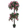 vidaXL Pianta Artificiale di Rododendro con Vaso 155 cm Verde e Rosa
