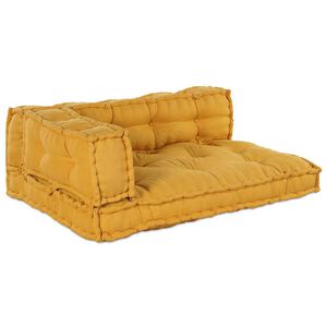 vidaXL Cuscino per Divano Pallet 3 pz Tessuto Giallo 120 x 80 x 38 cm