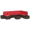 vidaXL Set Divano da Giardino con cuscino 9 pcs Marrone polyrattan