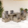 vidaXL Set da Pranzo da Giardino 7 pz con Cuscini Beige in Polyrattan
