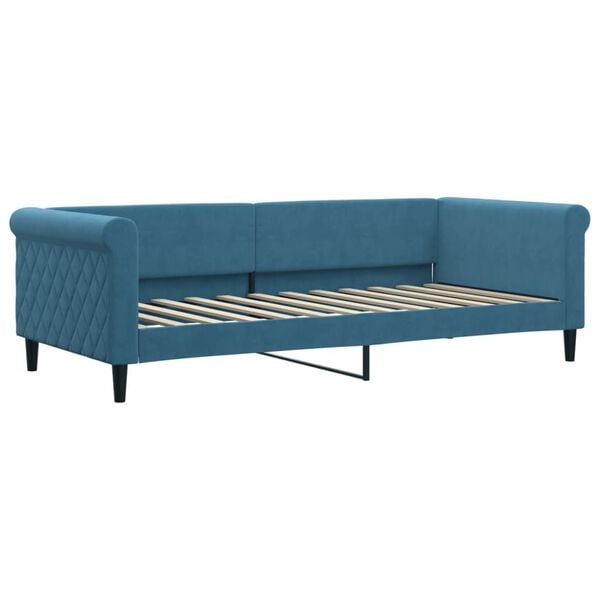vidaXL Divano Letto con Materasso Blu 90x200 cm in Velluto