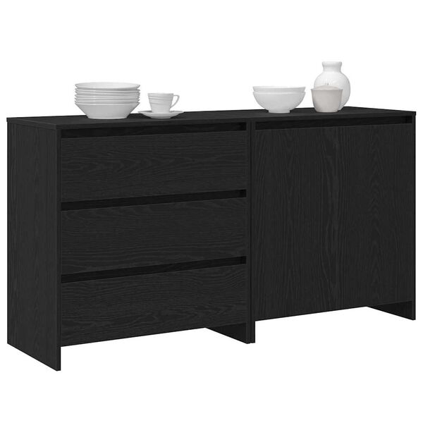 vidaXL Credenza 2 pcs Nero 70 x 41 x 75 cm Legno multistrato