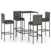 vidaXL Set da Bar da Giardino 5 pz con Cuscini in Polyrattan Grigio