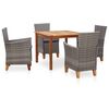 vidaXL Set Pranzo da Giardino 5 pz Polyrattan e Legno d'Acacia Grigio