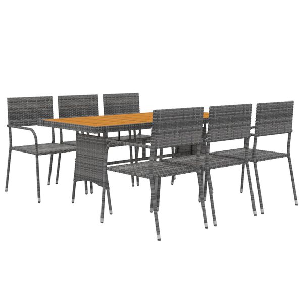 vidaXL Set da Pranzo per Esterni 7 pz in Polyrattan Grigio