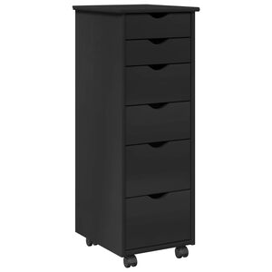 vidaXL Mobile con Ruote 34 x 39 x 93,5 cm Legno di Pino Massello Nero