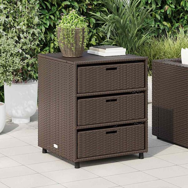 vidaXL Armadietto Portaoggetti Giardino Marrone 55x59x69cm Polyrattan