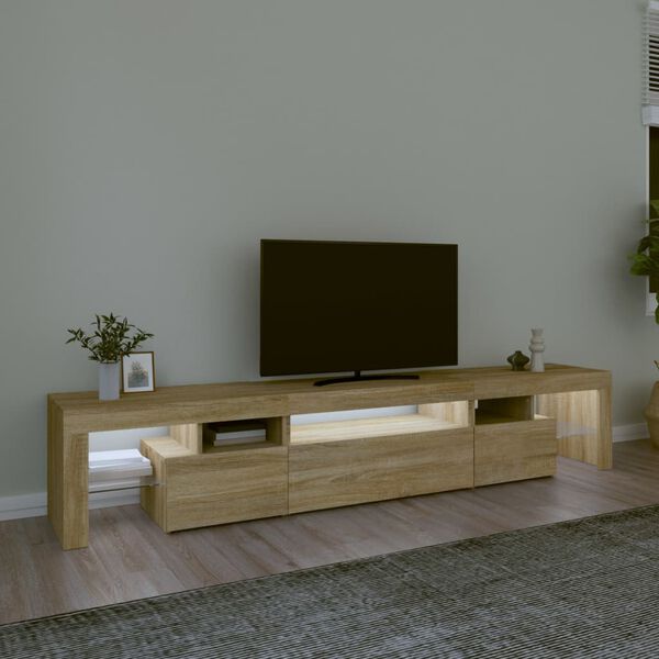 vidaXL Mobile Porta TV con Luci LED Rovere Sonoma 215x36,5x40 cm