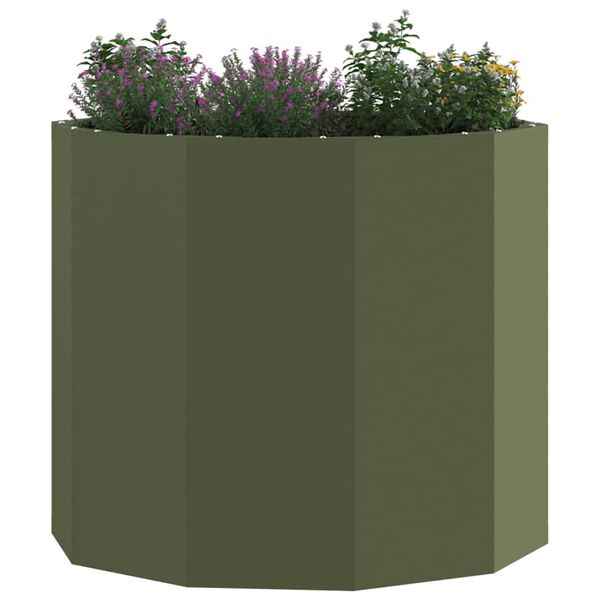 vidaXL Fioriera Verde oliva 60 x 60 x 50 cm Acciaio