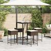 vidaXL Set Bar da Giardino 5 pz con Cuscini in Polyrattan Marrone
