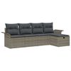 vidaXL Set Divano da Giardino con cuscino 5 pcs Grigio Poly Rattan