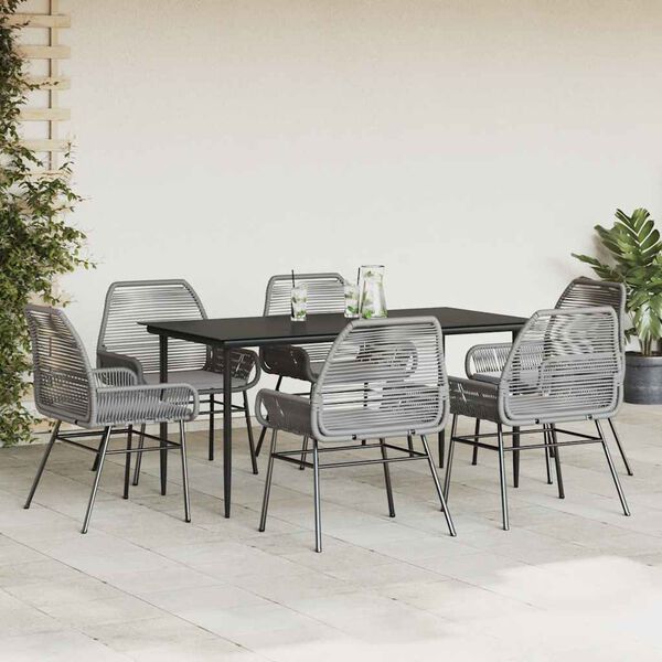 vidaXL Set da Pranzo da Giardino 7 pz con Cuscini Polyrattan Vetro