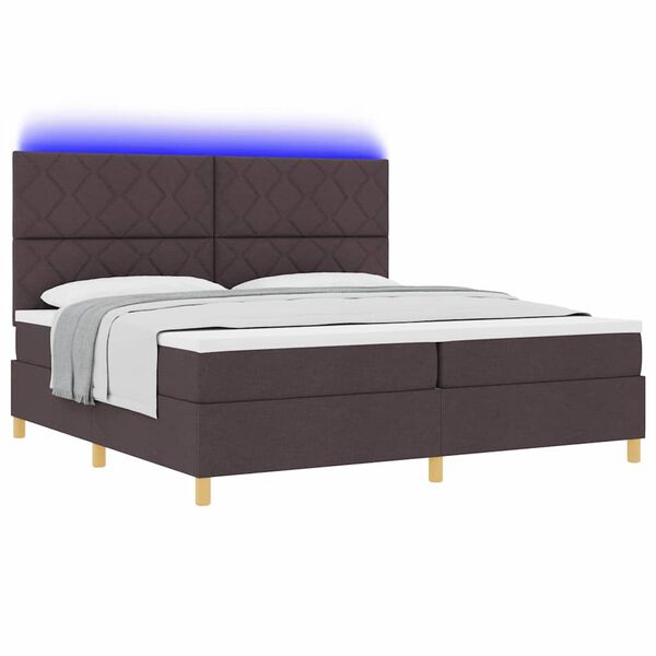 vidaXL Letto a Sorgente LED Marrone Scuro 200 x 200 cm Tessuto