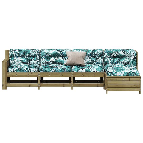 vidaXL Set Divani da Giardino 5pz con Cuscini Legno Impregnato di Pino