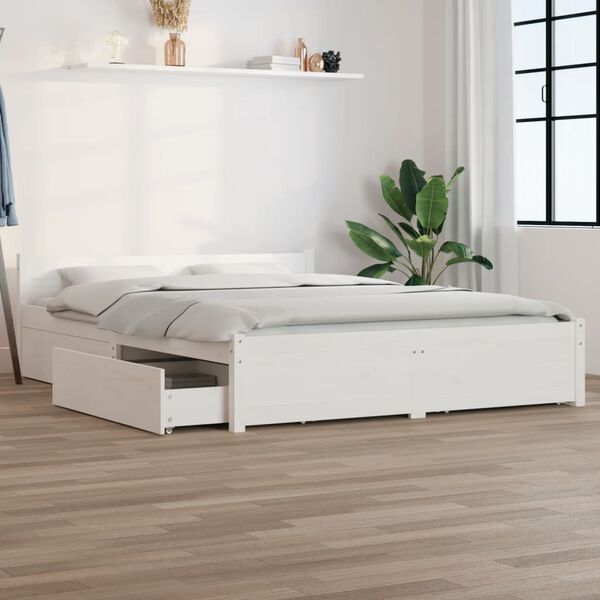 vidaXL Giroletto con Cassetti Bianco 140x190 cm