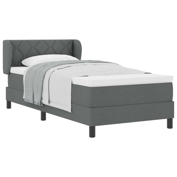 vidaXL Letto a molle con materasso Grigio scuro 100 x 200 cm Tessuto