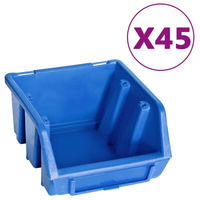 vidaXL Kit Contenitori 48 pz con Pannelli a Parete Blu e Nero