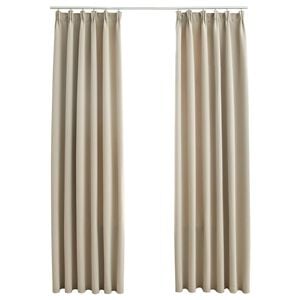 vidaXL Tende Oscuranti con Ganci 2 pz Beige 140x245 cm