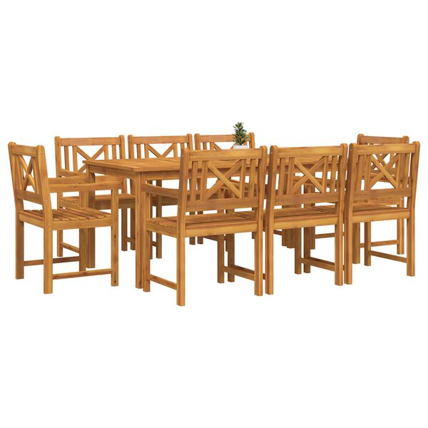 vidaXL Set da Pranzo per Giardino 9 pcs Marrone