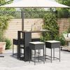 vidaXL Set Bar da Giardino 5 pz con Cuscini in Polyrattan Nero