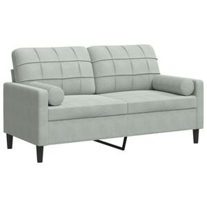 vidaXL Divano a 2 Posti con Cuscini Grigio Chiaro 140 cm in Velluto