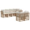 vidaXL Set di divani da esterno con cuscino 7 pcs Naturale Poliestere
