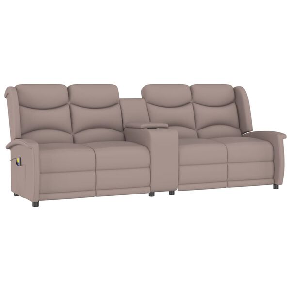 vidaXL Divano Massaggio Reclinabile 4 Posti con Portabicchieri Tortora