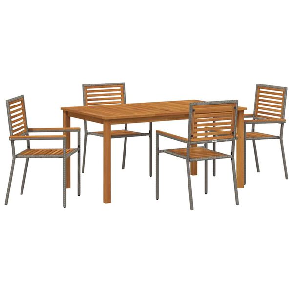 vidaXL Set da Pranzo per Giardino 5 pcs Grigio Poly Rattan