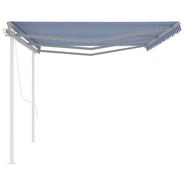 vidaXL Tenda da Sole Retrattile Automatica con Pali 6x3,5 m Blu Bianca