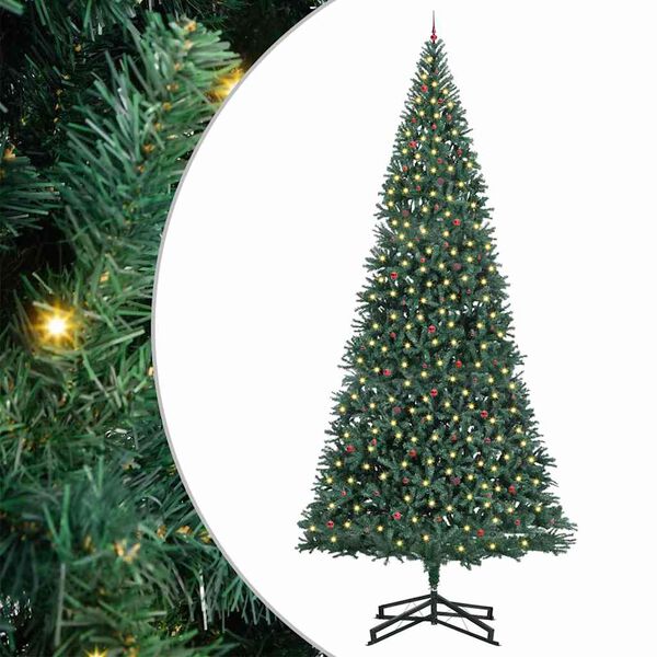 vidaXL Albero di Natale Artificiale Pre-illuminato con Set di Palline