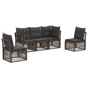 vidaXL Set Divano da Giardino 5 pz Grigio polyrattan
