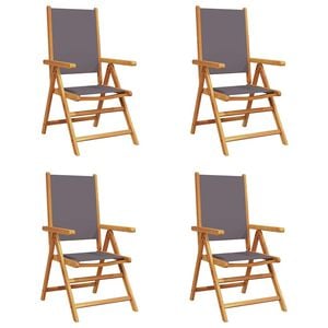 vidaXL Sedie Reclinabili Pieghevoli 4 pz Antracite Legno Massello