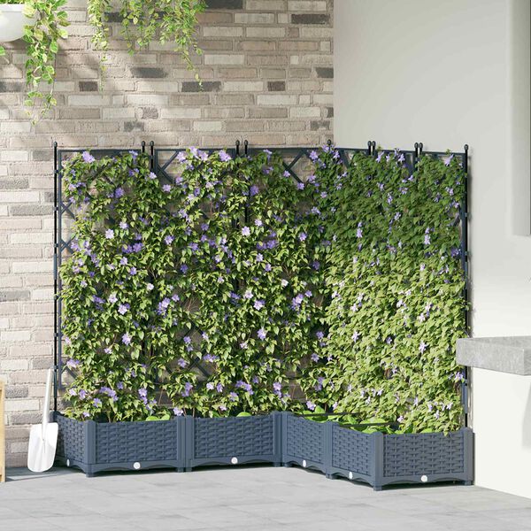 vidaXL Vaso da giardino 5 pcs Grigio 120 x 120 x 125,5 cm Plastica