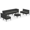 vidaXL Set Divani da Giardino 9 pz con Cuscini in Polyrattan Nero
