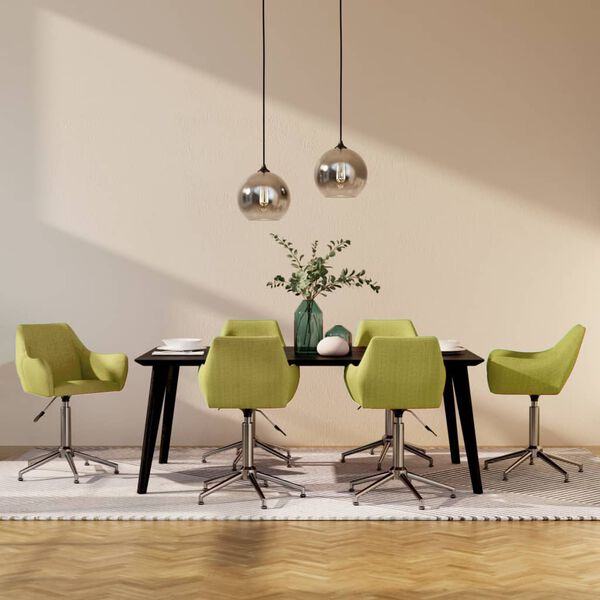 vidaXL Sedie da Pranzo Girevoli 6 pz Verde in Tessuto