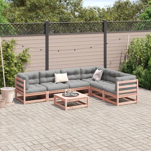 vidaXL Set Divani Giardino 7 pz Cuscini Legno Massello Abete Douglas