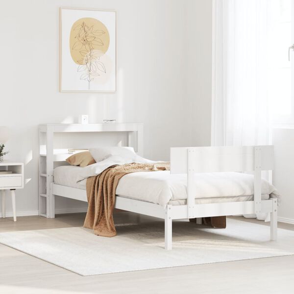 vidaXL Letto senza Materasso Bianco 75x190 in Legno Massello di Pino