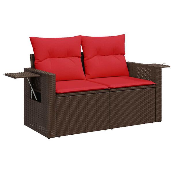 vidaXL Set Divano Giardino 5 pz con Cuscini Marrone Polyrattan Acacia