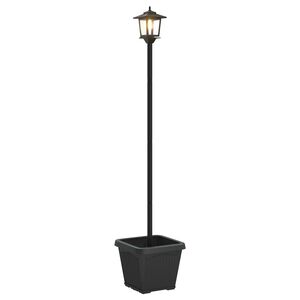 vidaXL Lampione solare con fioriera Nero 32 x 32 x 158 cm