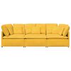 vidaXL Divano Modulare con Cuscini in Tessuto a Coste Giallo Chiaro