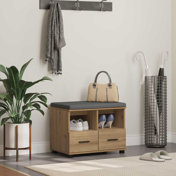 vidaXL Panca per ingresso Rovere artigianale 60 x 38 x 46 cm