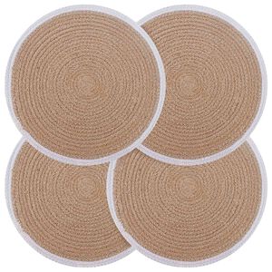 vidaXL Sottobicchieri in juta 4 pz Naturale e Bianco 100% Juta Tossa