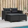 vidaXL Divano da Giardino 2 Posti con Sgabelli Nero in Polyrattan