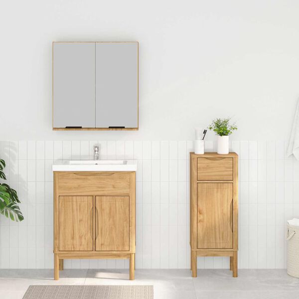 vidaXL Set di mobili per il bagno con porta FLORO 2 pcs Marrone cerato