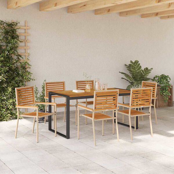 vidaXL Set da Pranzo per Giardino 7 pcs Beige e Marrone polyrattan
