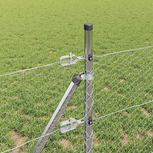 vidaXL Palo della recinzione Argento 50 x 0,6 m (maglia da 25 mm)