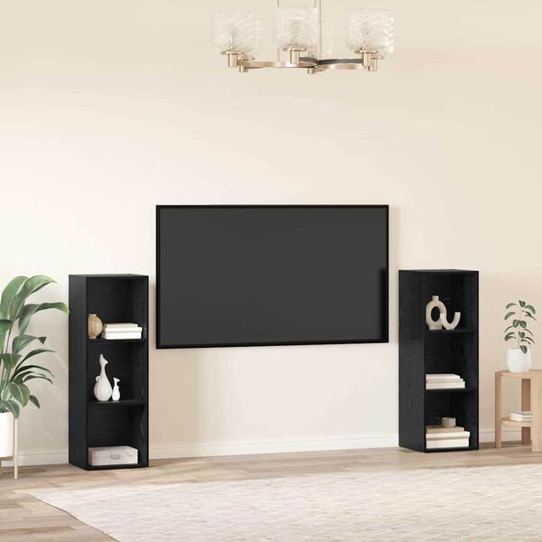 vidaXL Set mobile TV 2 pcs Rovere Nero 107 x 35 x 37 cm